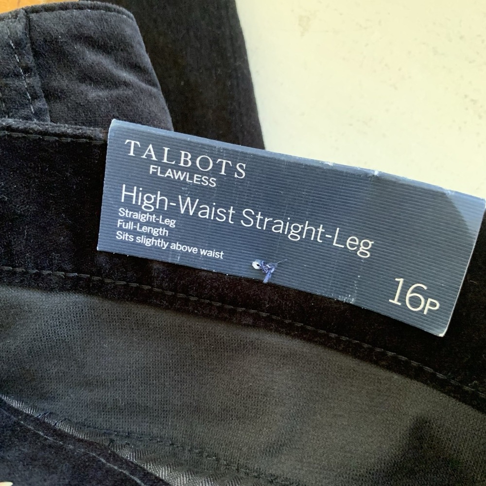 Talbots Women's High Waist Straight Leg Corduroy Jeans Size 16P Black - Picture 6 of 10